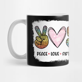 Victory Hand Hearts Peace Love 5th Grade Back To School Day Mug